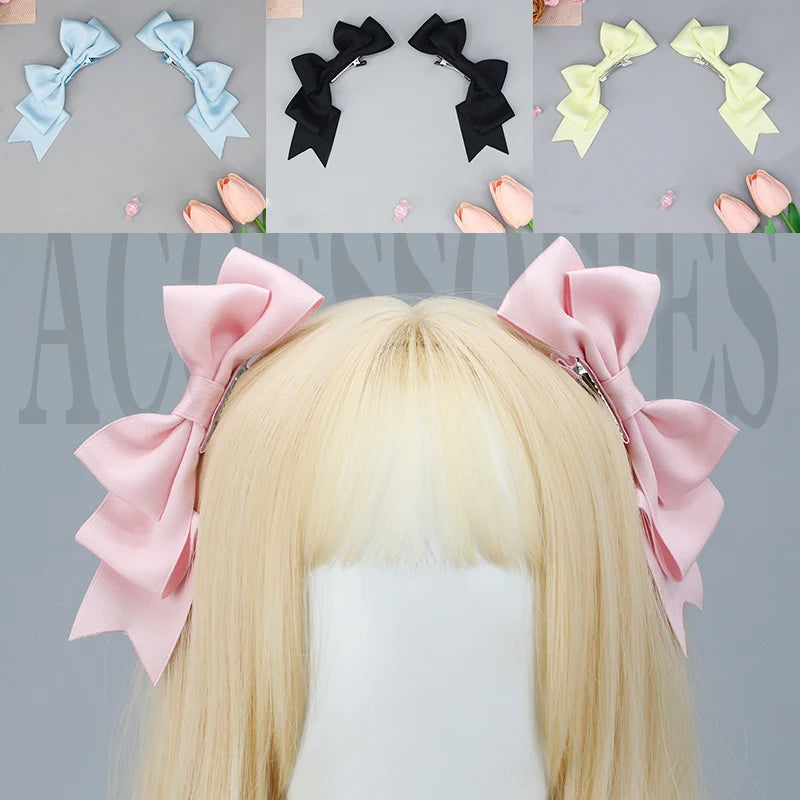 Pince à cheveux en forme de nœud faite à la main Kawaii Anime Lolita épingle à cheveux Cosplay coiffure JK uniforme accessoire pour cheveux cadeaux de Noël