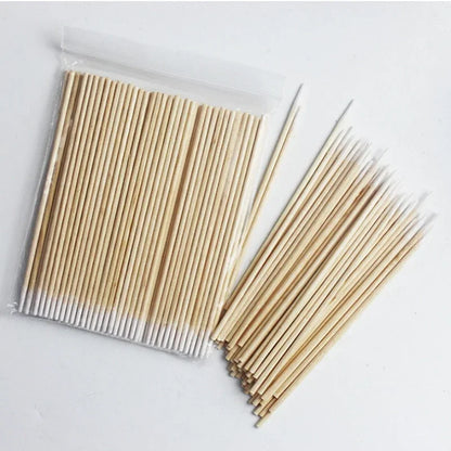 Lot de 100 à 500 cotons-tiges en bois pour nettoyer les ongles, bâtonnets de coton-tige en bois pour manucure, correcteur de détails, dissolvant de vernis à ongles, outil d'art