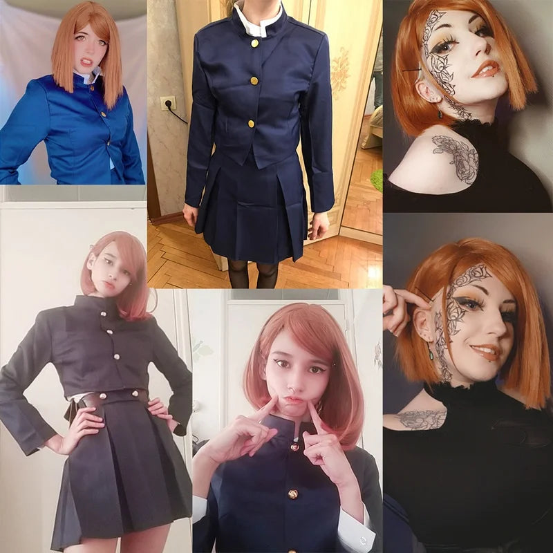 Anime Jujutsu Kaisen Cosplay Kostüm Kugisaki Nobara Tatoo Mädchen Frauen Kleid Uniform Full Set