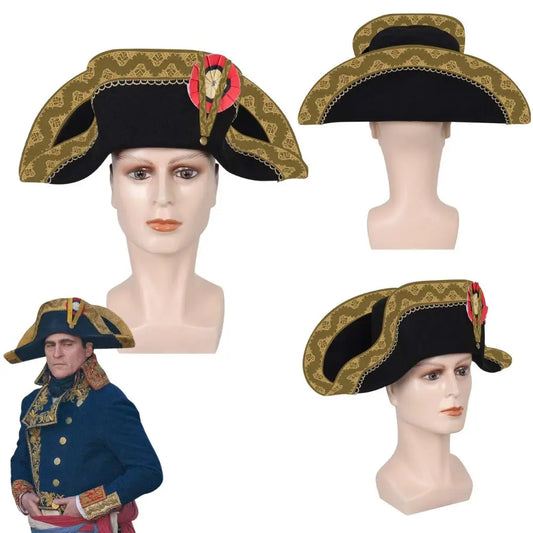 Medieval Napoleon Cosplay Hat Cap Fantasia Costume Disguise Adult Men Women Admiral Bicorn Hat Captain Cap Halloween Accessories