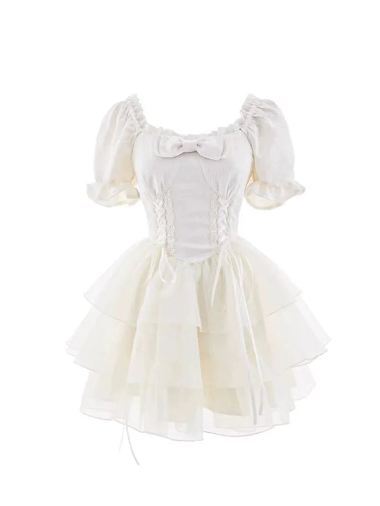 2024 Été Nouvelle Japonaise Lolita Kawaii Douce Y2k Mini Robe Femme Élégante Robes De Soirée Robe De Mode Coréenne un Cadeau d'Anniversaire