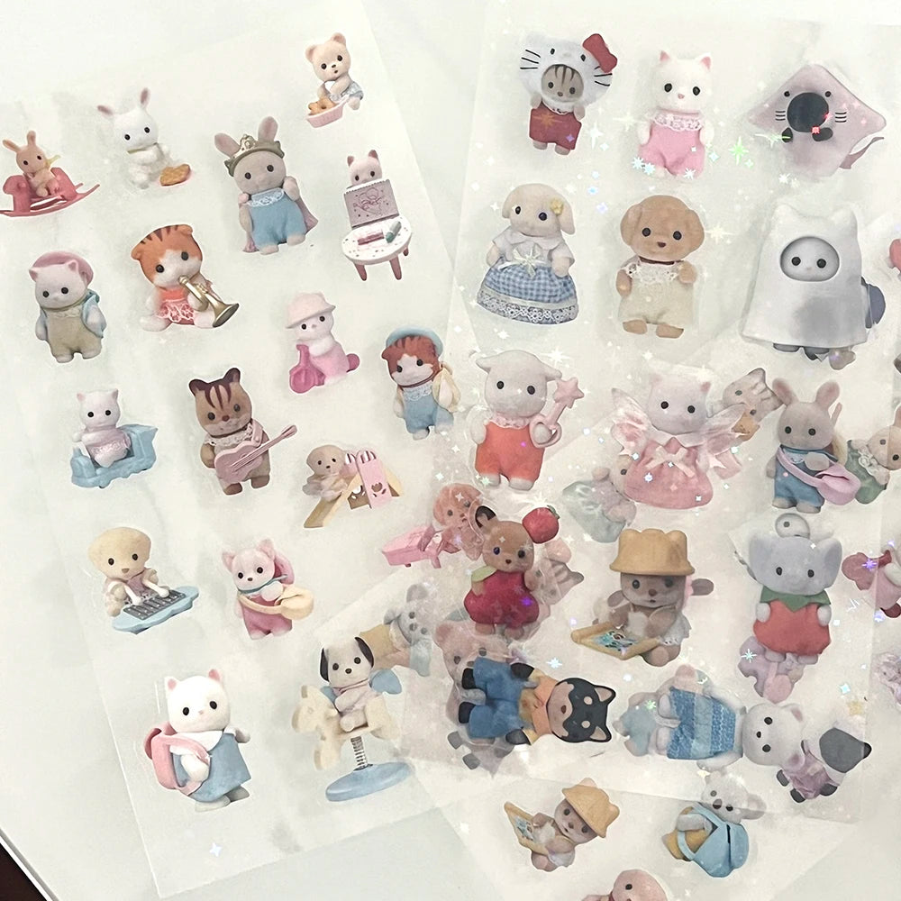 75 Stück Sylvanian Mini Cartoon Wasserfest Kawaii Sticker Pack Anime Zubehör