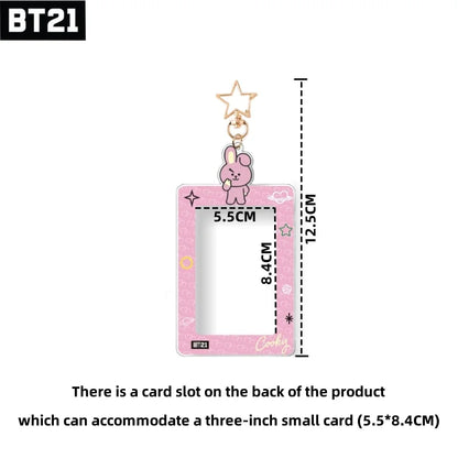 Kawaii Bt21 Anime populaire Kawaii Cooky Koya 3 pouces Idol porte-carte transparent carte de crédit carte bancaire porte-photo porte-clés