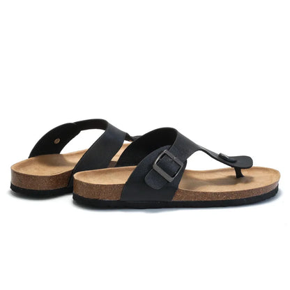 Men's Cork Slippers Summer Pinch Foot Beach Sandals Flip-flops for Men and Women KWN