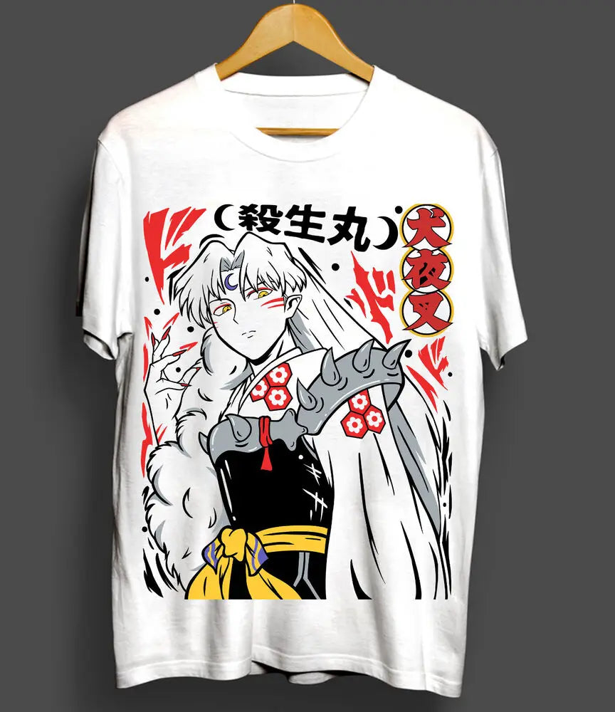 Inuyasha Sesshomaru T-shirt Red Moon Inu Yasha Girl Anime Manga Gifts All Size