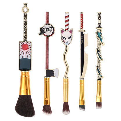 5 STÜCKE Demon Slayer Kimetsu no Yaiba Make-Up Pinsel Cosplay Werkzeug Set Frauen Puder Lidschatten Gesicht Kosmetik Fan Sammeln