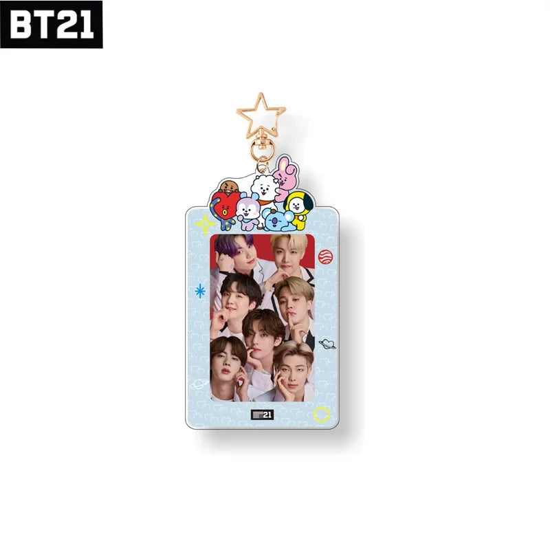 Kawaii Bt21 Anime populaire Kawaii Cooky Koya 3 pouces Idol porte-carte transparent carte de crédit carte bancaire porte-photo porte-clés