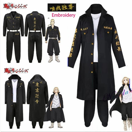 Anime Tokyo Revengers Cosplay Costume Mikey Manjiro Sano Ken Broderie Veste Manteau Tokyo Manji Gang Cosplay Uniforme Femmes Hommes