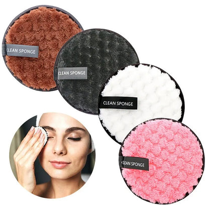 4PCS Makeup Remover Microfiber Cotton Pad Cosmetics Washable Makeup Towel Cleaning Sponge Skin Care Tool Makeup Remover and Faci