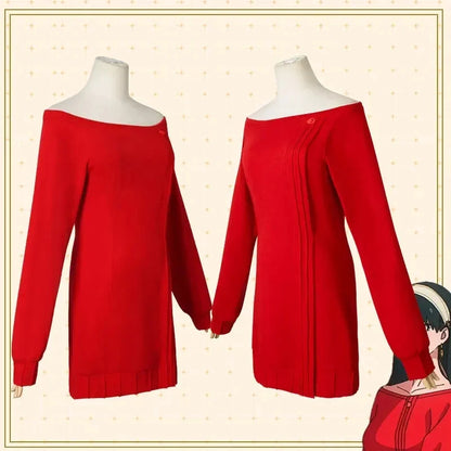 Yor Forger Cosplay Long Pull Tricoté Rouge Costume Anime Spy Family Vêtements Pour Femmes