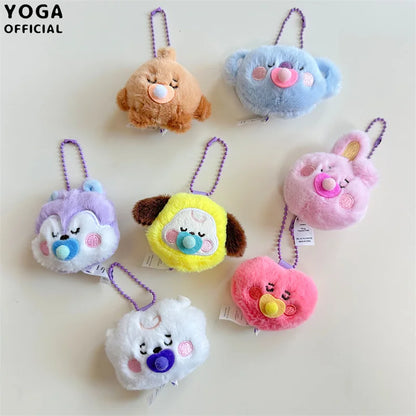 New 8Cm Bt21 Popular Anime Kawaii Cooky Koya RJ Mini Plush Keychain Pendant Baby Pacifier Plush Doll Bag Pendant Ornament Gift