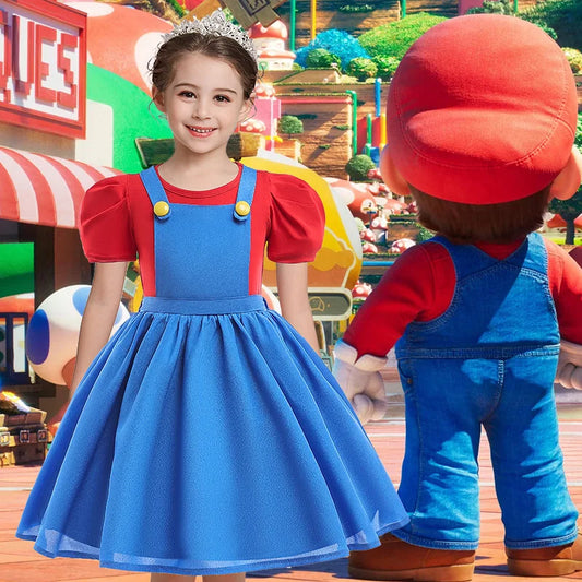 Mario Dress Cosplay Fancy Dress Outfit Halloween Carnival Girls Super Brothers Costume