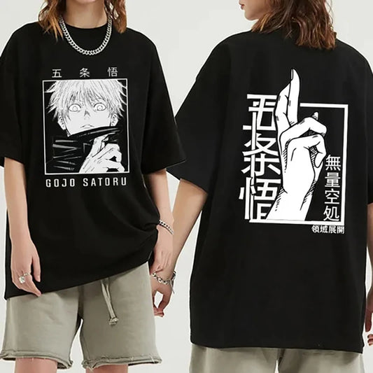 T-shirt ample imprimé anime japonais punk gojo satoru harajuku décontracté y2k streetwear hauts