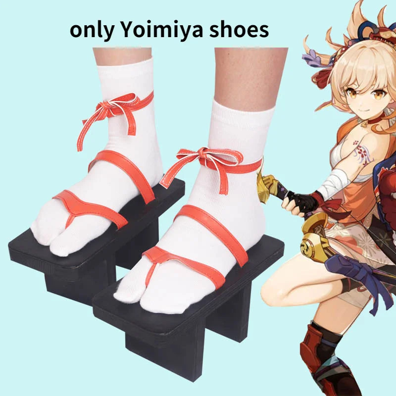 Anime Spiel Genshin Impact Simulation Kopfhaut Yoimiya Cosplay Perücke Schuhe Komplettset Cosplay Kostüm Mädchen Halloween Party Frauen Mädchen