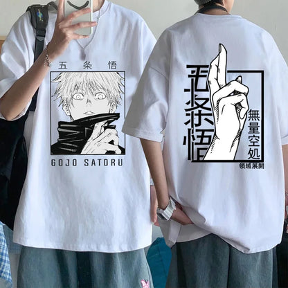 T-shirt ample imprimé anime japonais punk gojo satoru harajuku décontracté y2k streetwear hauts