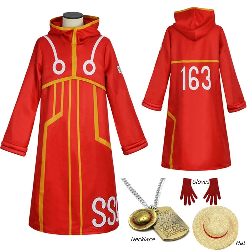 Egghead Island Kostüm Monkey D. Luffy Robe Cosplay Kostüm 163 Luffy Jacke Mantel Hut Outfit Halloween Anzug