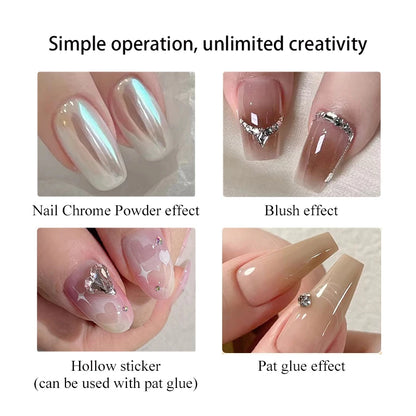 Nail Art Silicone Applicator Sticks Chrome Pigment Dust Applying Manicure Tool Easy-Daub Pigment Silicone Nail Brushes