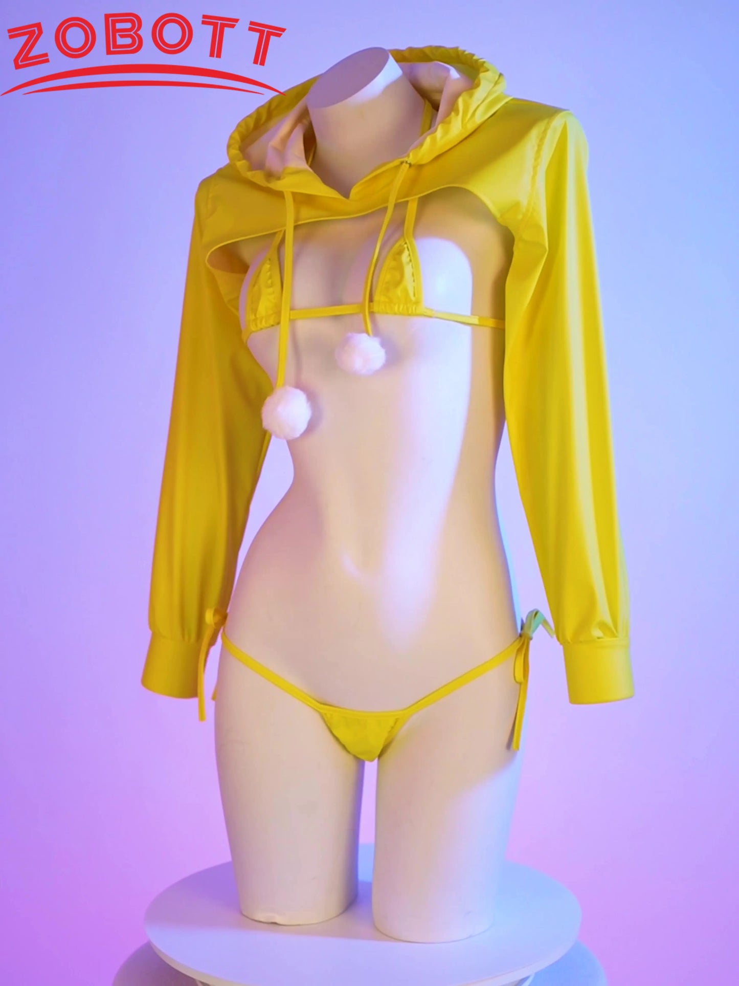 Anime Pu Leder Bikini Set Hoodie Top Cosplay Kostüm Sexy Japanische Mädchen Unterwäsche Nachthemd Rollenspiel Student Outfits Dessous