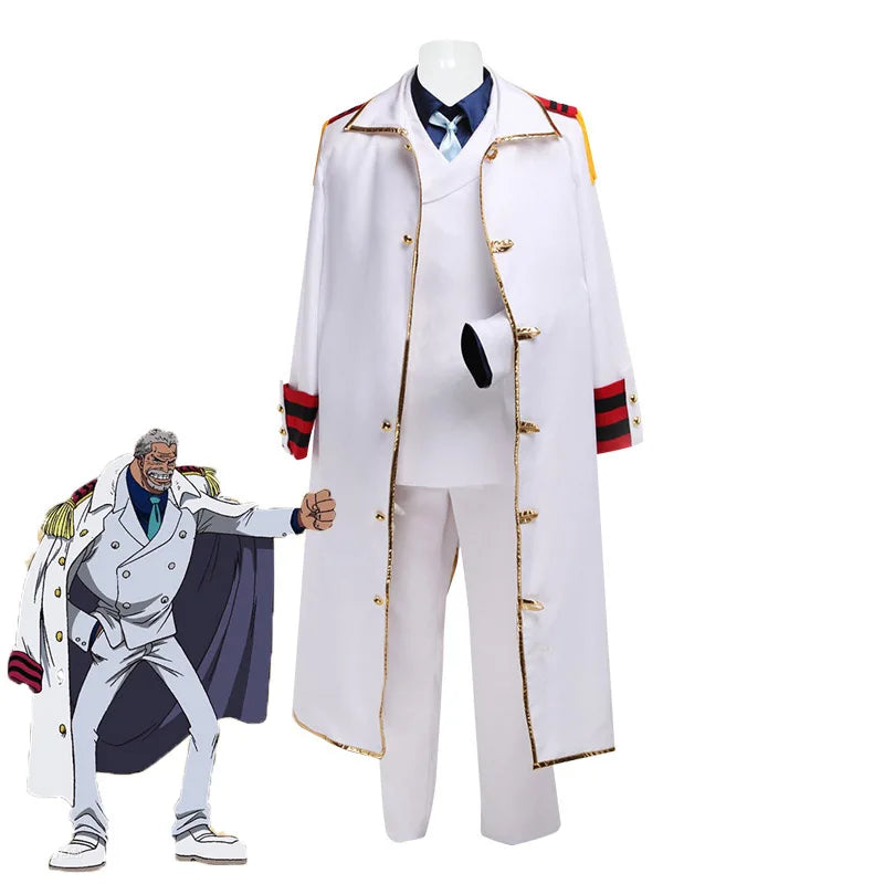 Anime Monkey D Garp Cosplay Ensemble Complet Manteau Pantalon Adulte Halloween Fête Costume Performance Uniforme