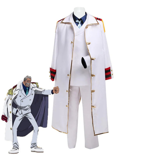 Anime Monkey D. Garp Cosplay Komplettset Umhang Mantel Hose Halloween Party Kostüm für Erwachsene Leistung Uniform