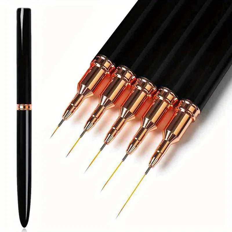 5 Teile/satz Nail art Liner Pinsel Set Längliche Linien Striping Zeichnung UV Gel Malerei Nagel Design Stift Professionelle Maniküre Werkzeug