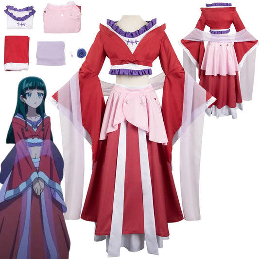 Maomao Anime Apothecary Diaries Cosplay Fantasia Costume Disguise For Women Adult Red Dress Halloween Carnival Roleplay Suit