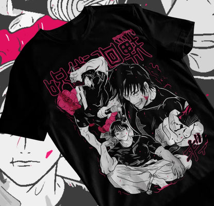 Jujutsu Kaisen Fushiguro Toji T-shirt Anime horreur noir à manches courtes T-shirt doux