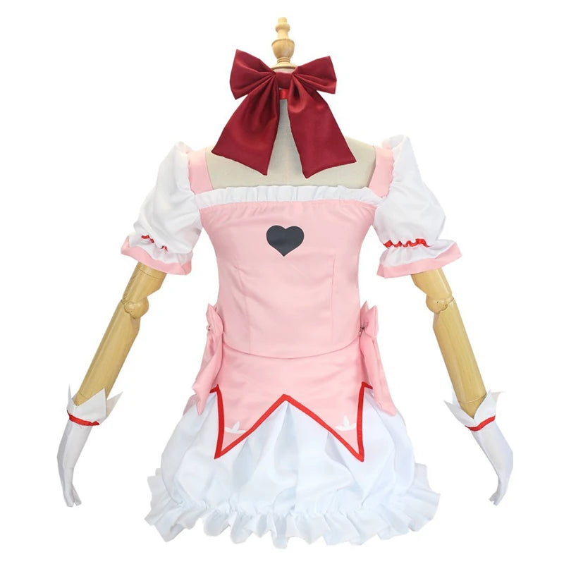 Anime Magic Girl Kaname Madoka Cosplay Kostüm Halloween Damen Rosa Perücke Kleid Inklusive Handschuhe Weißen Spitzensocken