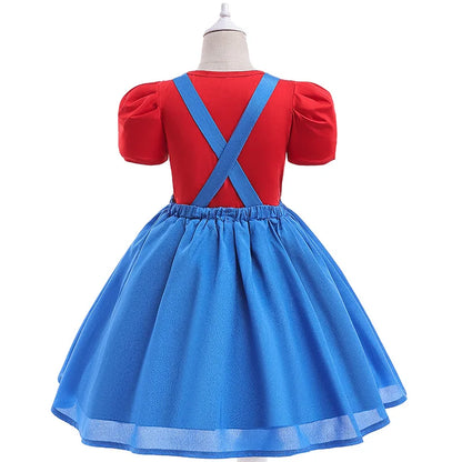 Mario Dress Cosplay Fancy Dress Outfit Halloween Carnival Girls Super Brothers Costume