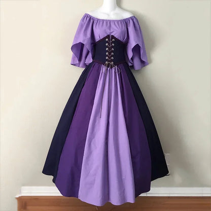 Medieval Costume for Women Halloween Corset Gothic Renaissance Dress Plus Size Flare Sleeve Ball Gown Cosplay Clothes