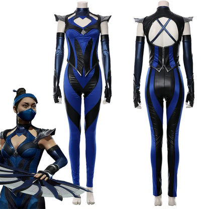 Mortal Kombat Mileena Kitana Cosplay Fantasia Costume Sexy Jumpsuit Mask for Adult Women Fantasy Outfit Halloween Carnival Suit