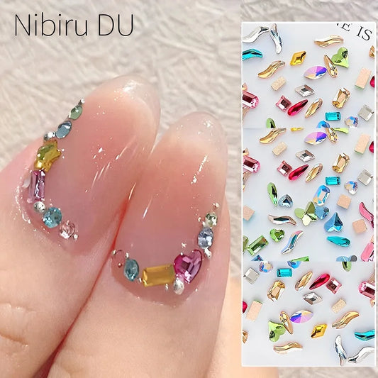 Lot de 300/100 mini strass pour nail art, cristal acrylique, diamants à dos plat, forme mixte, scintillants, accessoires de manucure de luxe pour ongles