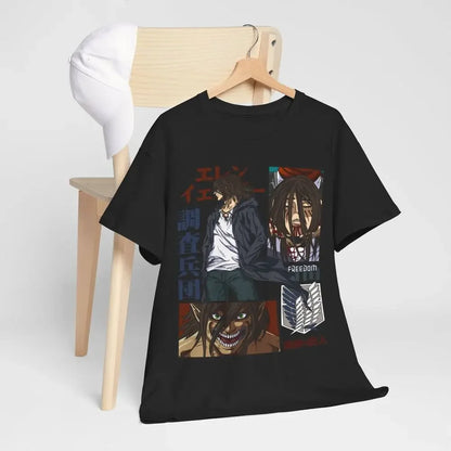 T-shirt Eren Yeager Shingeki No Kyojin Attack on Titan Noir Toutes tailles