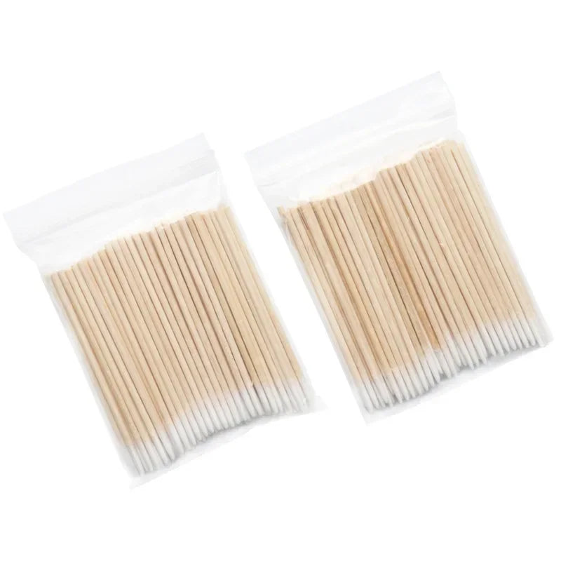 Lot de 100 à 500 cotons-tiges en bois pour nettoyer les ongles, bâtonnets de coton-tige en bois pour manucure, correcteur de détails, dissolvant de vernis à ongles, outil d'art