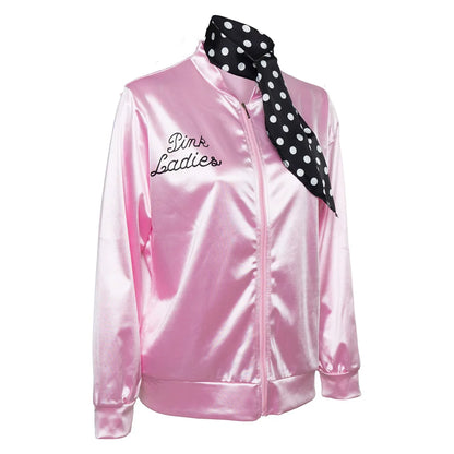 Pink Ladies Grease Cosplay Costume Kids Adult Retro Jacket Fancy Cheerleader Disguise For Women Autumn Coat Halloween Party Suit