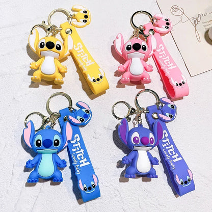 Lilo & Stitch Toys Keychian Anime Stitch Pendant Keychain Sweet Pink Angel Keychians Women Car Keyring Girl Birthday Gift