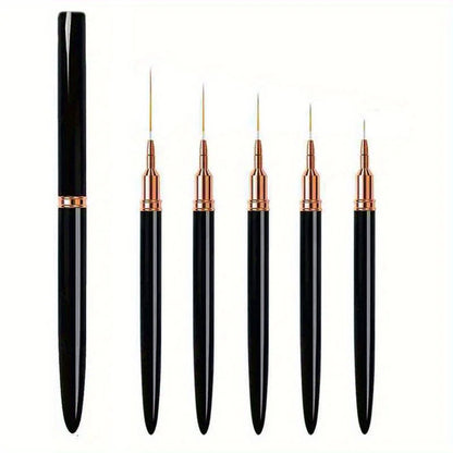 5 Teile/satz Nail art Liner Pinsel Set Längliche Linien Striping Zeichnung UV Gel Malerei Nagel Design Stift Professionelle Maniküre Werkzeug