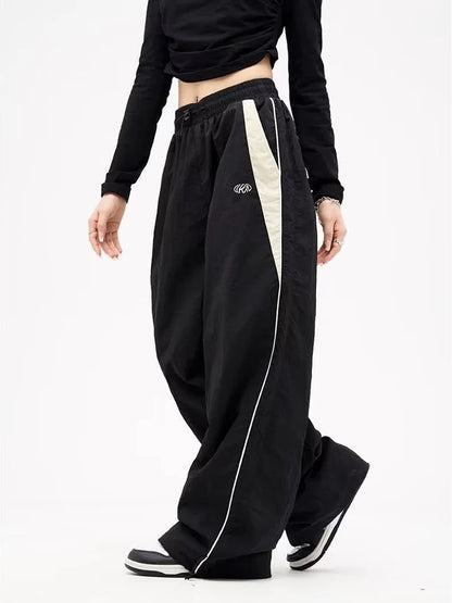 Pantalon cargo à jambe large Y2k pour femmes, pantalon décontracté à cordon de serrage, pantalon de survêtement Hip Hop, jogging vintage baggy pour femmes 2024