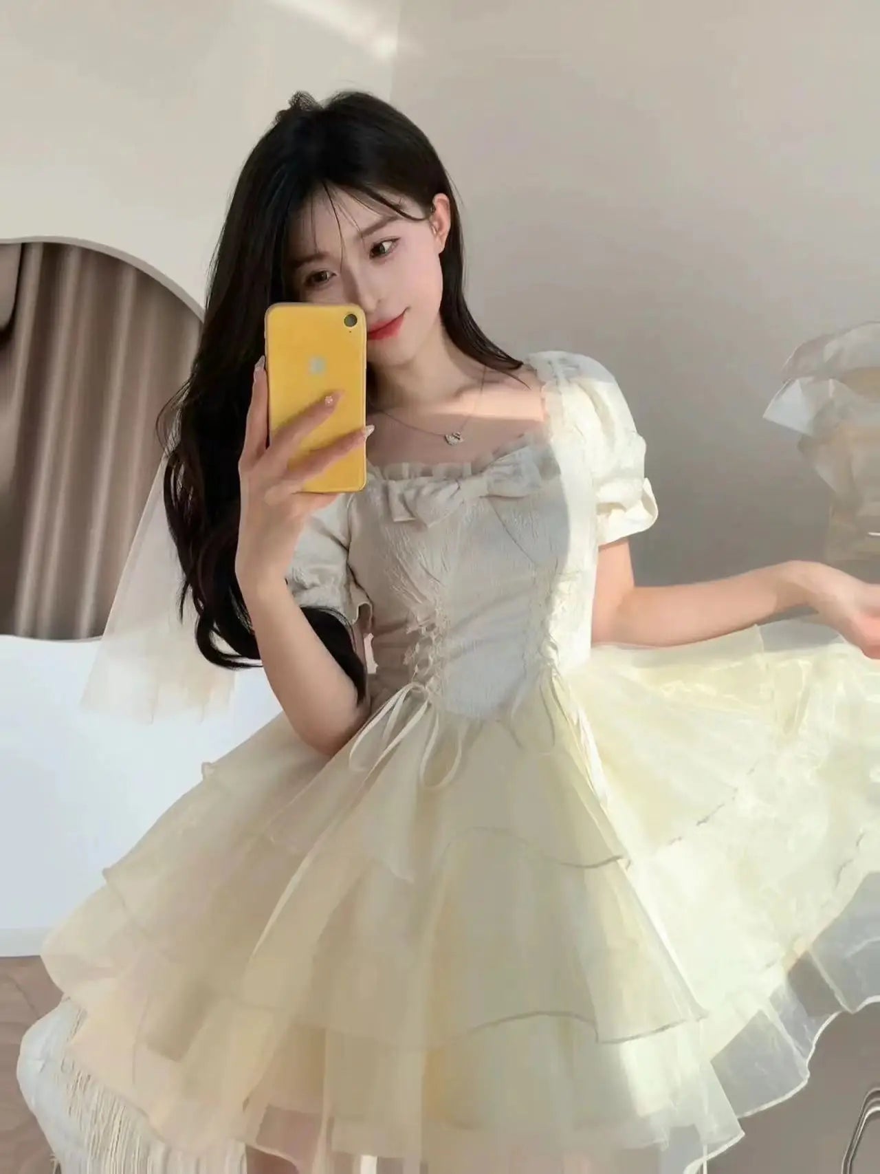 2024 Été Nouvelle Japonaise Lolita Kawaii Douce Y2k Mini Robe Femme Élégante Robes De Soirée Robe De Mode Coréenne un Cadeau d'Anniversaire