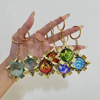 Pendentif Game Impact Natlan Visions Cosplay Fontaine Eye Of God DIY Sac à dos Porte-clés Halloween Lunettes transparentes Cadeaux pour femmes