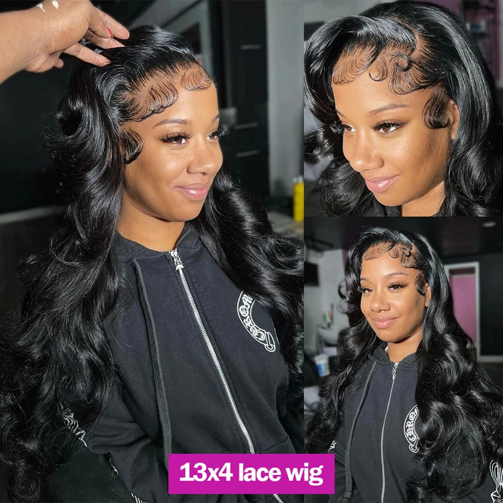 Perruque Lace Front Wig transparente Body Wave 13x4 13X6 Bling Hair HD Frontal Wig 180% Densité Cheveux humains 4x4 Lace Closure Wigs pour femmes