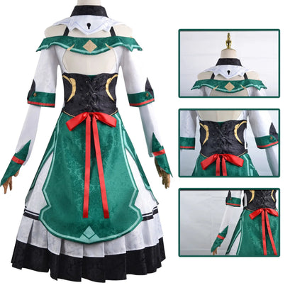 Anime-Spiel Genshin Impact Katheryne Cosplay-Partykostüm Perücke Halloween Adventurers Association Dienstmädchenkleid Uniform Mädchen Komplettset