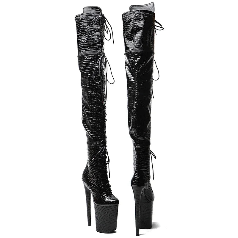 Leecabe 23CM/9Inch Pu Oberen Reißverschluss geteilte Stiefel Frauen Neues Design Drei Möglichkeiten, Stiefel zu tragen Extrem hoher Absatz Abnehmbare Stiefel