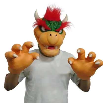 Bowser Cosplay Requisiten Latex Gesichtsmaske Anime Halloween Party Rollenspiel Masken Handschuhe Requisiten für Erwachsene Kostüme Zubehör Geschenke