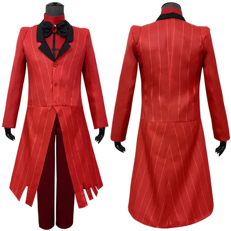 Alastor Hazbin Cosplay Kostüm Hotel Radio Demon Cosplay Rote Jacke Hemd Hosen Handschuhe Krawatte Uniform Halloween