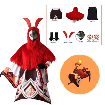 Genshin Impact Abyss Mage Cosplay Costume Halloween Carnaval Anime Monstre Masque Ensemble Comprenant Gants Couvre-chef Cape Boucles De Jambe