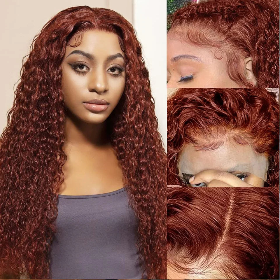 Perruque frontale ondulée profonde 13x4 Reddisha Brown 13x6 HD Lace Front Wigs pour femmes Perruque de cheveux humains bouclés profonds Perruque de fermeture 4x4