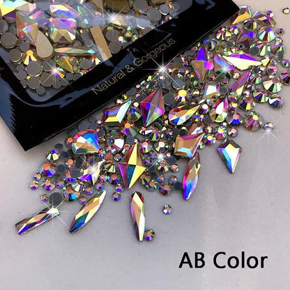 150 pièces strass ronds en verre à dos plat plus 20 pièces de bijoux de forme étrange conception de bricolage faisant des perles décorations de beauté pour le nail art