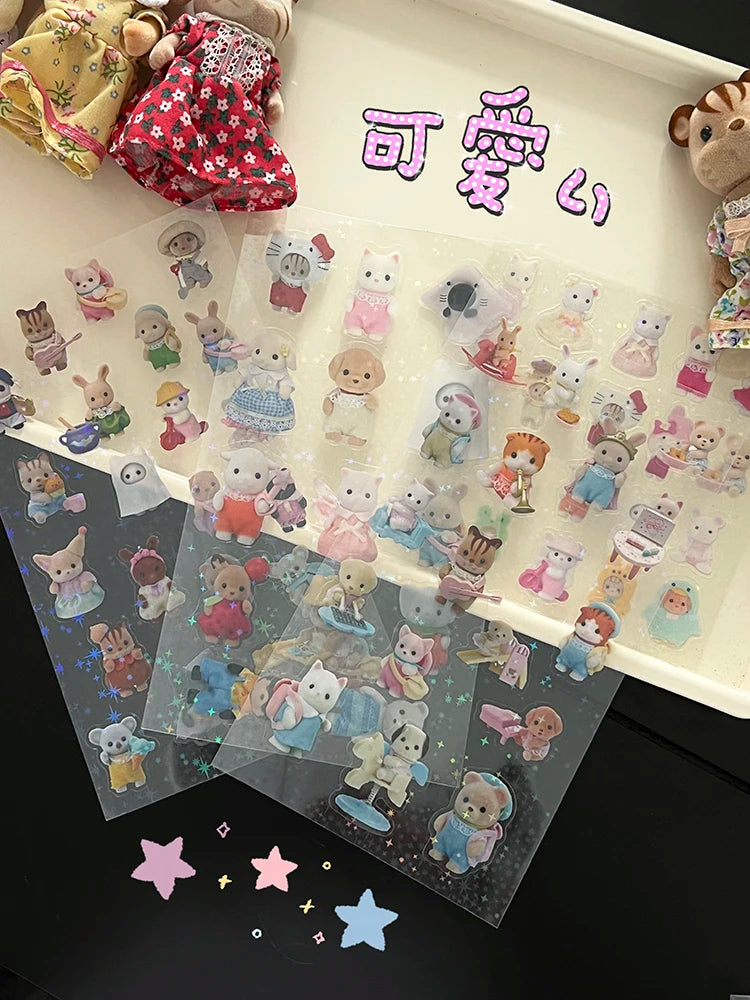 75 Stück Sylvanian Mini Cartoon Wasserfest Kawaii Sticker Pack Anime Zubehör