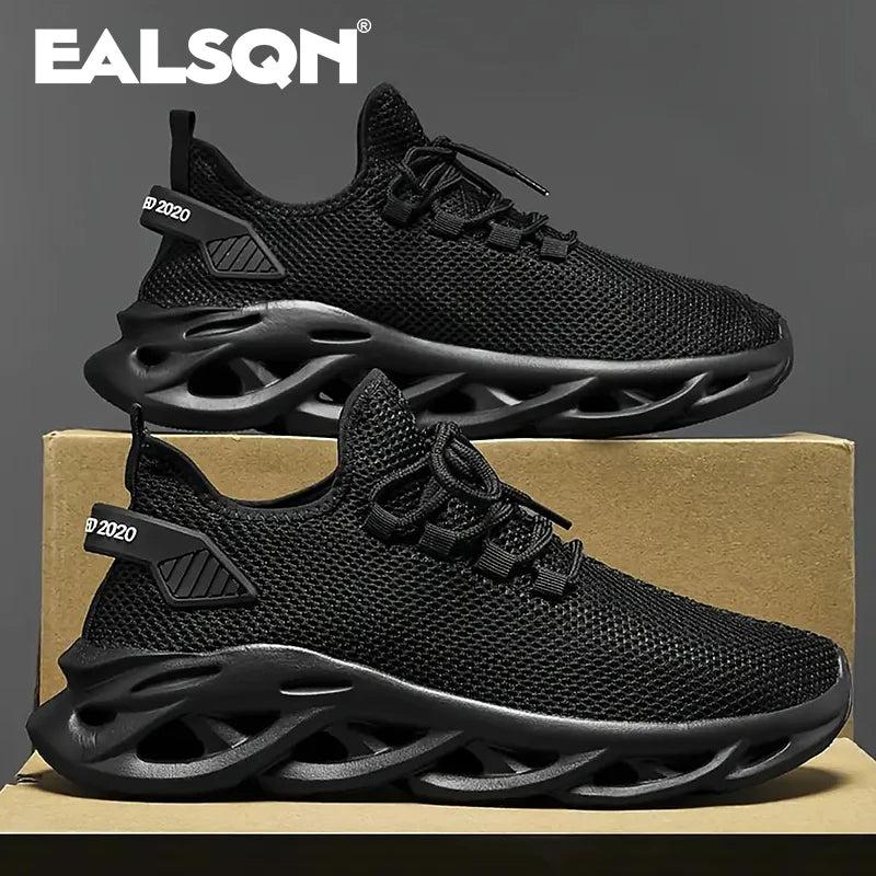 Men Sports Running Black Jogging Shoes Casual Sneakers Brown Outdoor Breathable Mesh Women Light Shock-absorption Black Tennis